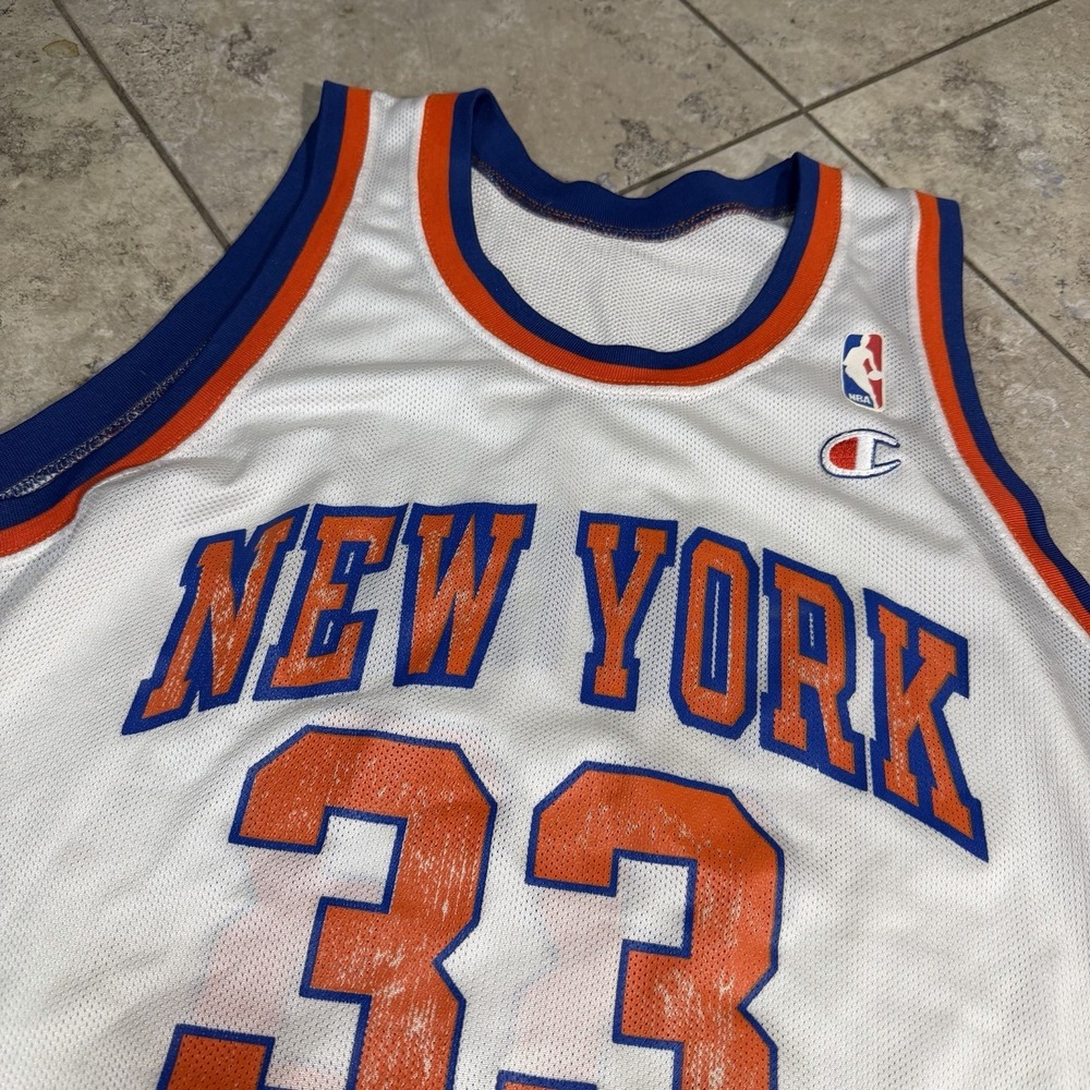 Vintage 90s Champion Patrick Ewing New York Knicks White Jersey 44 NBA Finals - Picture 4 of 9